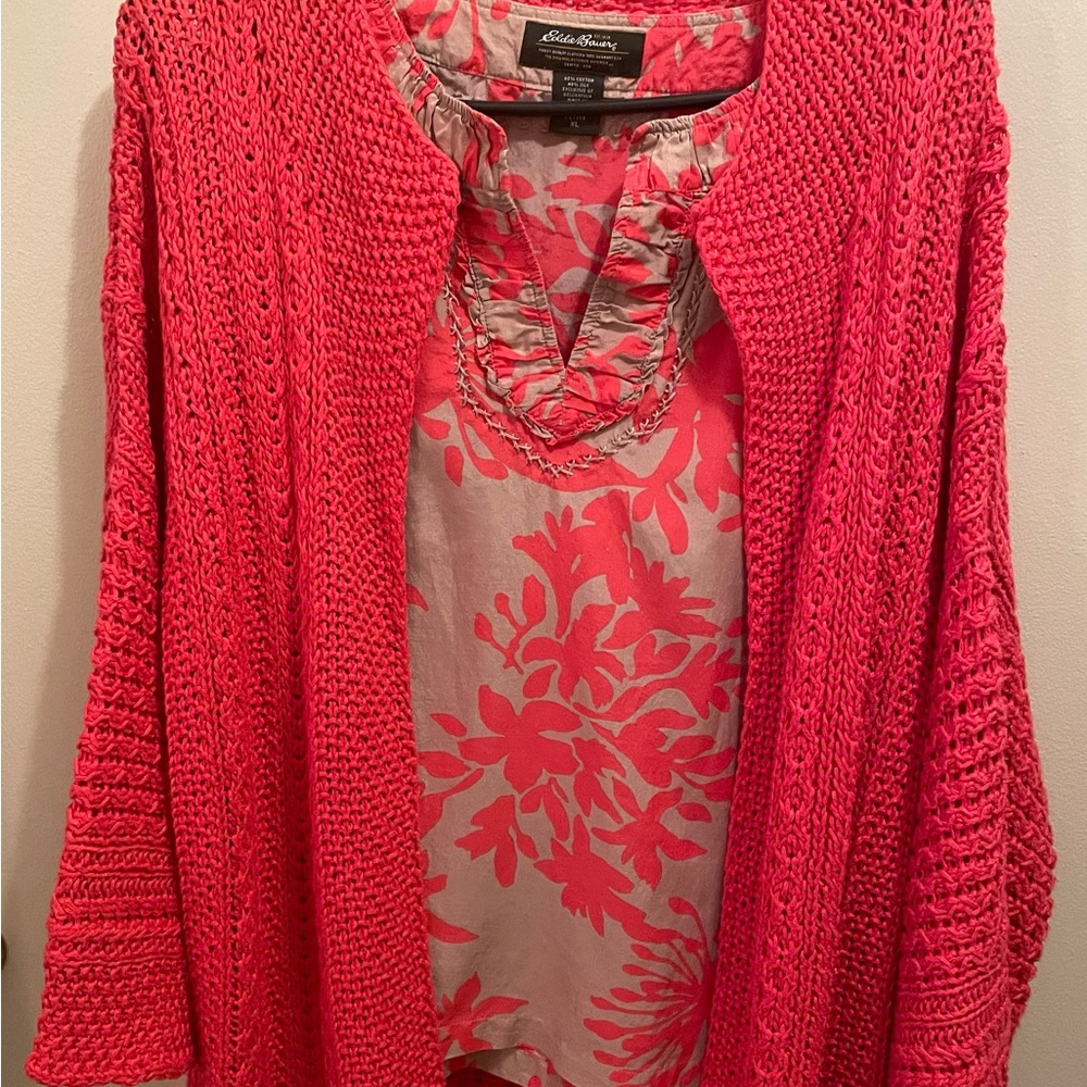 Eddie Bauer cardigan n sleeveless top